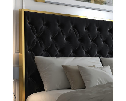 Worldwide Lucille 78" King Bed - Black/Gold