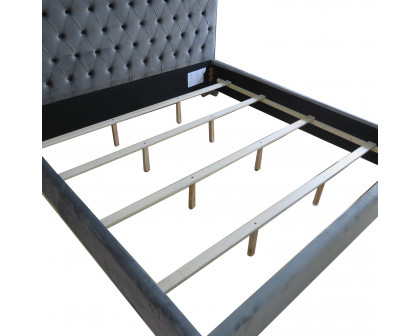 Worldwide Lucille 78" King Bed - Gray/Silver