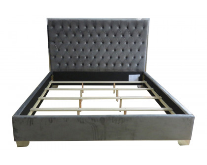 Worldwide Lucille 78" King Bed - Gray/Silver