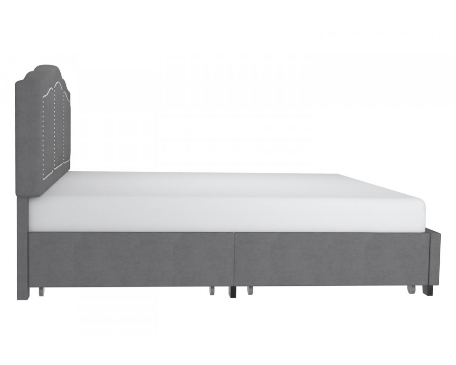 Worldwide Diana 78" King Bed with Storage - Gray