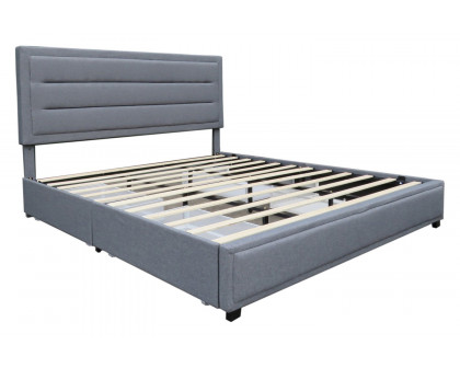 Worldwide Russell 78" King Bed with Storage - Gray