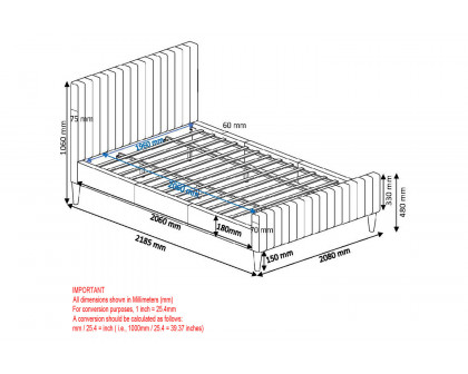 Worldwide Hannah 78" King Bed - Charcoal