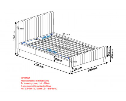 Worldwide Hannah 60" Queen Bed - Charcoal