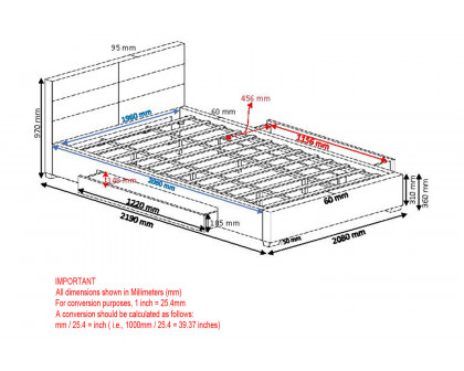 Worldwide Emilio 78" King Bed with Drawers - Charcoal