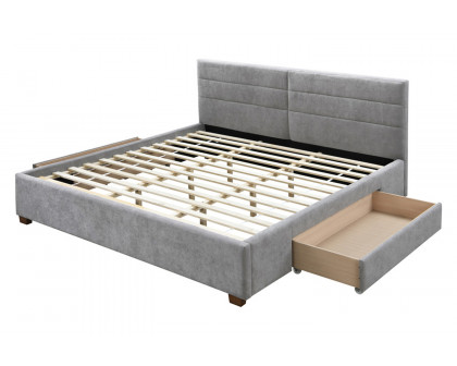 Worldwide Emilio 78" King Bed with Drawers - Light Gray