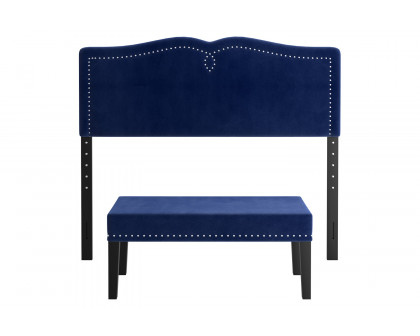 Worldwide Aurora 54"/60" Adjustable Headboard with Bench - Blue/Black