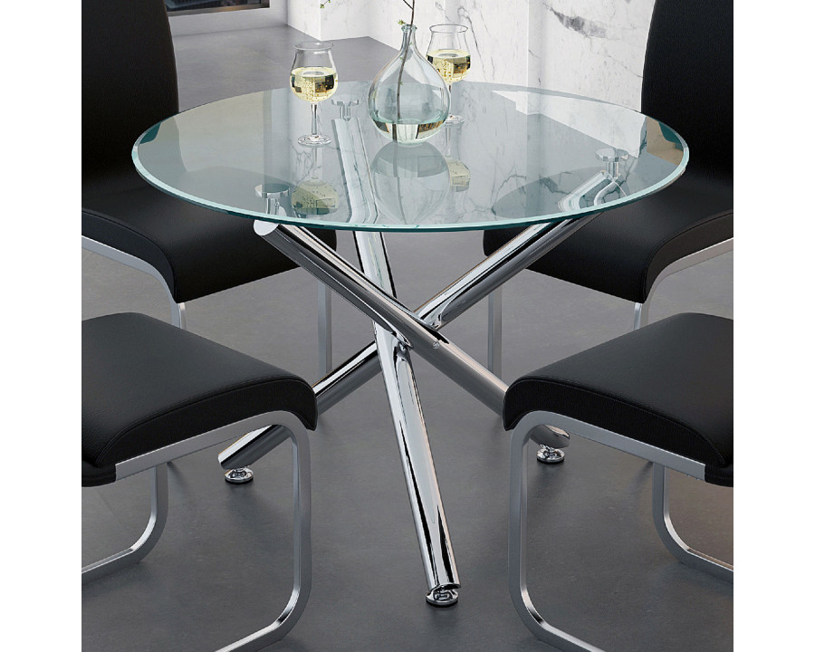 Worldwide - Solara II Round Dining Table in Chrome