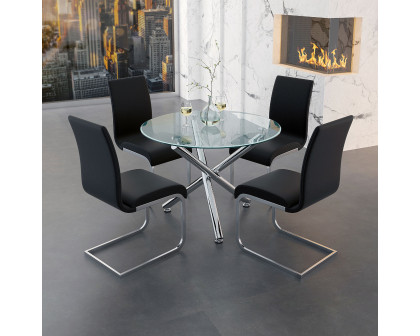 Worldwide - Solara II Round Dining Table in Chrome