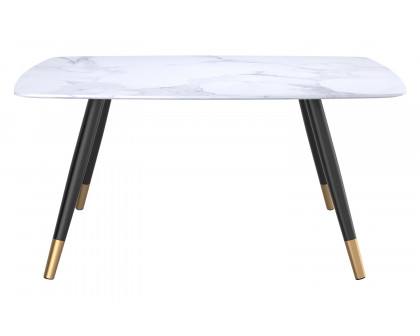 Worldwide Emery Rectangular Dining Table - White Faux Marble/Black