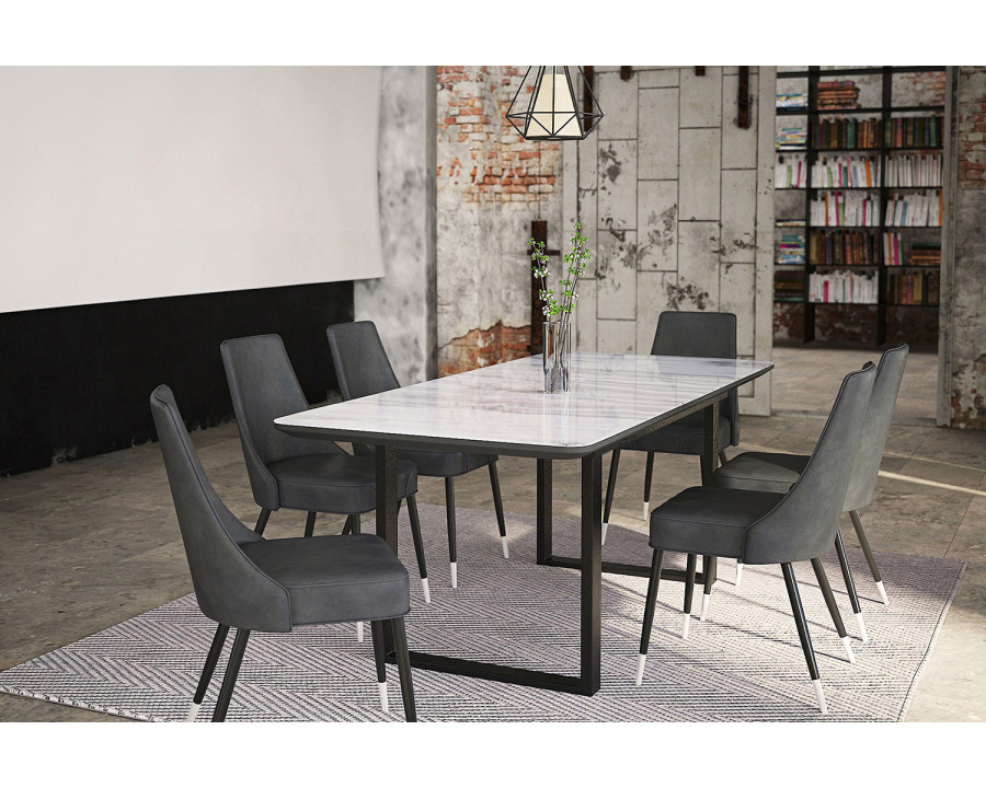 Worldwide - Gavin Dining Table with Extension in Black/Faux Marble