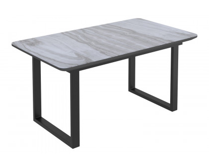 Worldwide - Gavin Dining Table with Extension in Black/Faux Marble