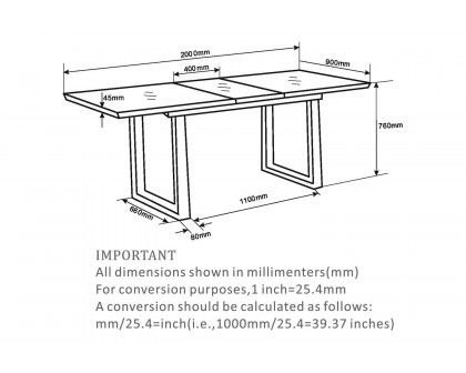 Worldwide - Gavin Dining Table with Extension in Black/Faux Marble