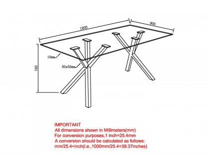 Worldwide Stark Rectangular Dining Table - Black