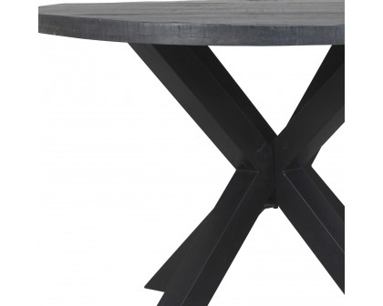 Worldwide Arhan Round Dining Table - Distressed Gray/Black