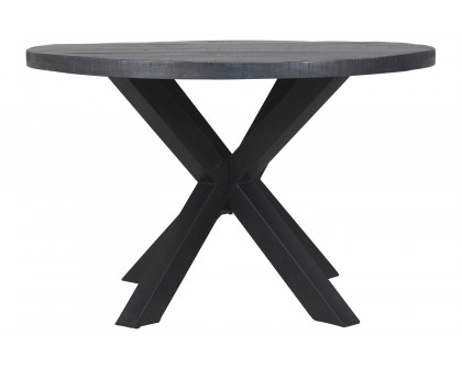 Worldwide Arhan Round Dining Table - Distressed Gray/Black