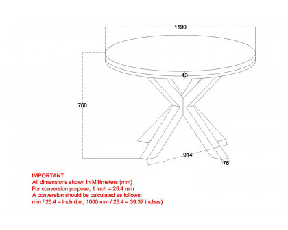 Worldwide Arhan Round Dining Table - Distressed Gray/Black