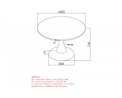 Worldwide Zilo 40" Round Pedestal Dining Table - White Faux Marble/Black