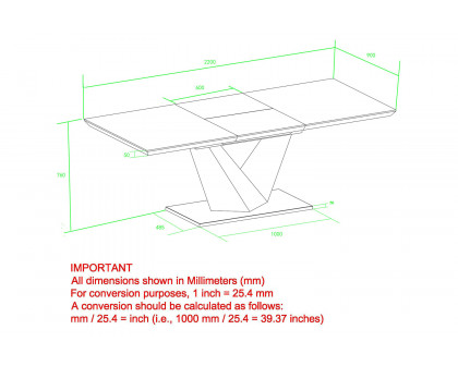 Worldwide Eclipse Dining Table with Extension - Black