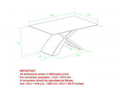 Worldwide Veneta Rectangular Dining Table - Walnut