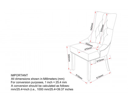 Worldwide Rizzo Side Chair Set of 2 - Black/Black