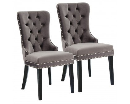 Worldwide Rizzo Side Chair Set of 2 - Gray/Black