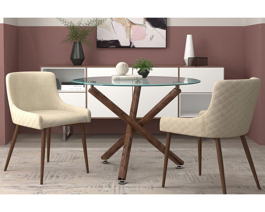 Worldwide Bianca Side Chair Set of 2 - Beige/Walnut