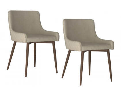 Worldwide Bianca Side Chair Set of 2 - Beige/Walnut