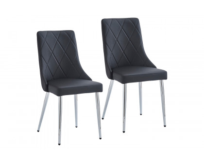 Worldwide Devo Side Chair Set of 2 - Black/Chrome