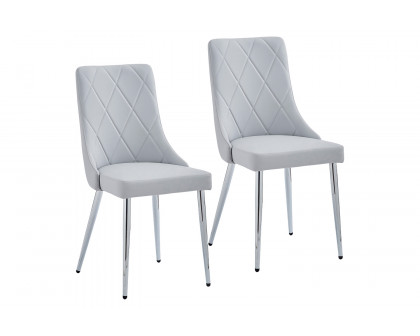 Worldwide Devo Side Chair Set of 2 - Light Gray/Chrome