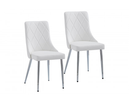 Worldwide Devo Side Chair Set of 2 - White/Chrome