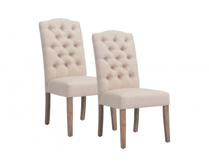 Worldwide Lucian Side Chair Set of 2 - Beige/Washed Gray