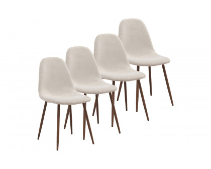 Worldwide Lyna Side Chair Set of 4 - Beige/Walnut