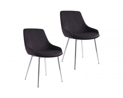 Worldwide™ Cassidy Side Chair Set of 2 - Black/Chrome