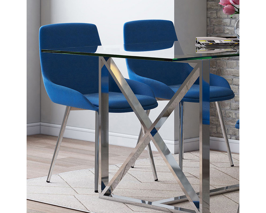 Worldwide Cassidy Side Chair Set of 2 - Blue/Chrome