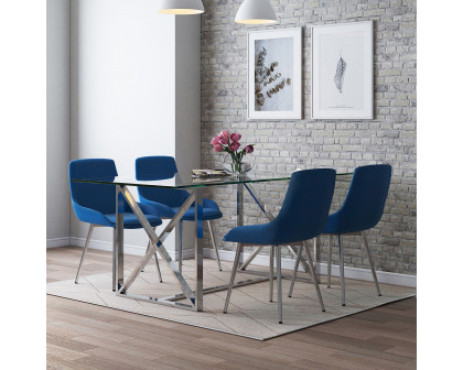 Worldwide Cassidy Side Chair Set of 2 - Blue/Chrome