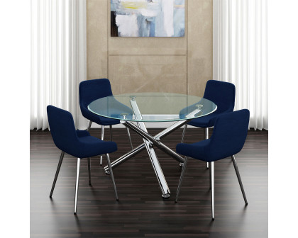 Worldwide Cassidy Side Chair Set of 2 - Blue/Chrome