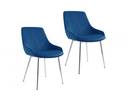 Worldwide Cassidy Side Chair Set of 2 - Blue/Chrome