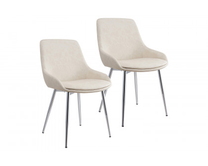 Worldwide Cassidy Side Chair Set of 2 - Ivory/Chrome