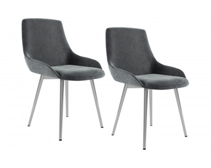 Worldwide Cassidy Side Chair Set of 2 - Gray/Chrome