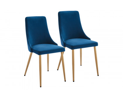 Worldwide Carmilla Side Chair Set of 2 - Blue/Aged Gold