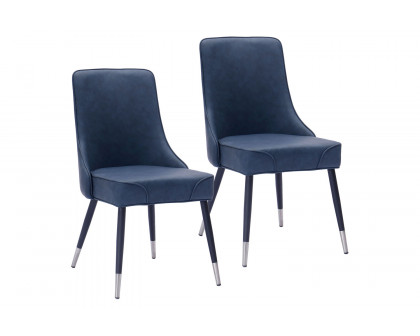 Worldwide Silvano Side Chair Set of 2 - Vintage Blue/Black