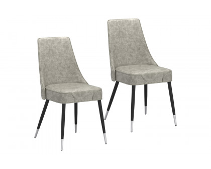 Worldwide Silvano Side Chair Set of 2 - Vintage Light Gray/Black