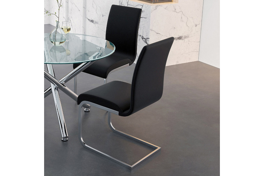 Worldwide™ Maxim Side Chair Set of 2 - Black/Chrome