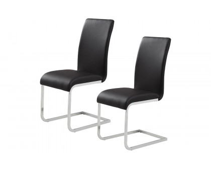 Worldwide™ Maxim Side Chair Set of 2 - Black/Chrome