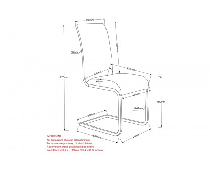 Worldwide™ Maxim Side Chair Set of 2 - Black/Chrome