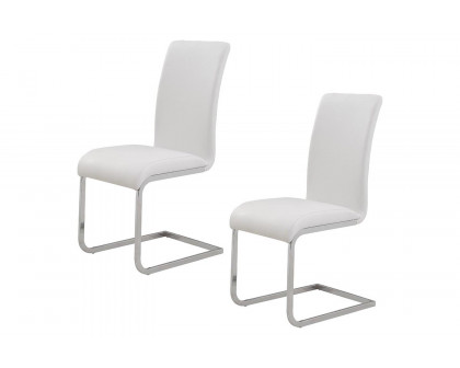 Worldwide Maxim Side Chair Set of 2 - White/Chrome