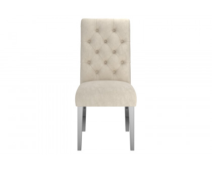 Worldwide Chloe Side Chair Set of 2 - Beige/Silver