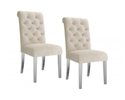 Worldwide Chloe Side Chair Set of 2 - Beige/Silver