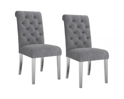 Worldwide Chloe Side Chair Set of 2 - Gray/Silver