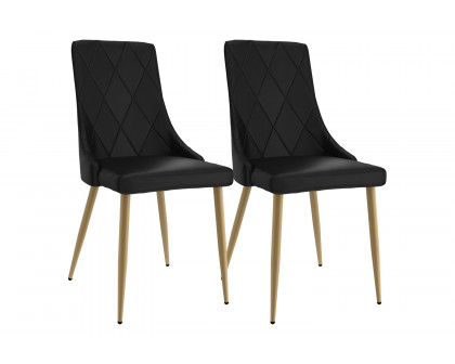 Worldwide Antoine Side Chair Set of 2 - Black/Aged Gold